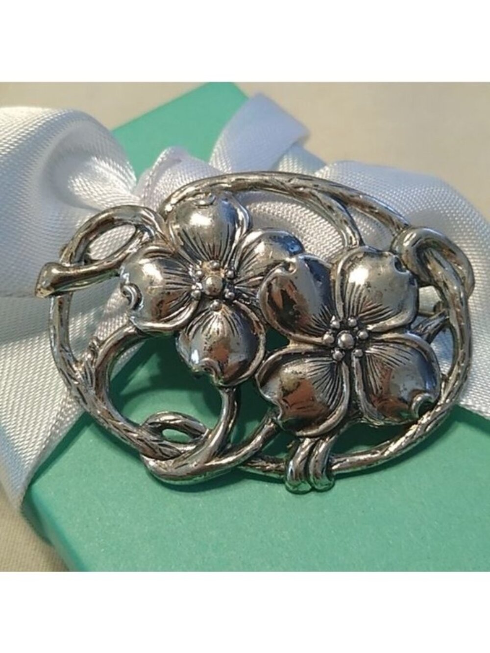 Vintage Danecraft Dogwood Flower Brooch Sterling Silver